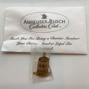 Vintage Anheuser Busch Collectors Club Charter Member Stein Lapel Pin & Envelope